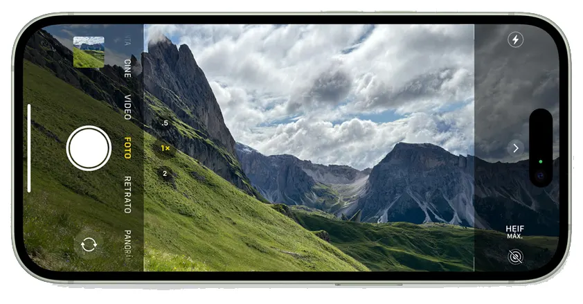 camara gran angular iphone 15